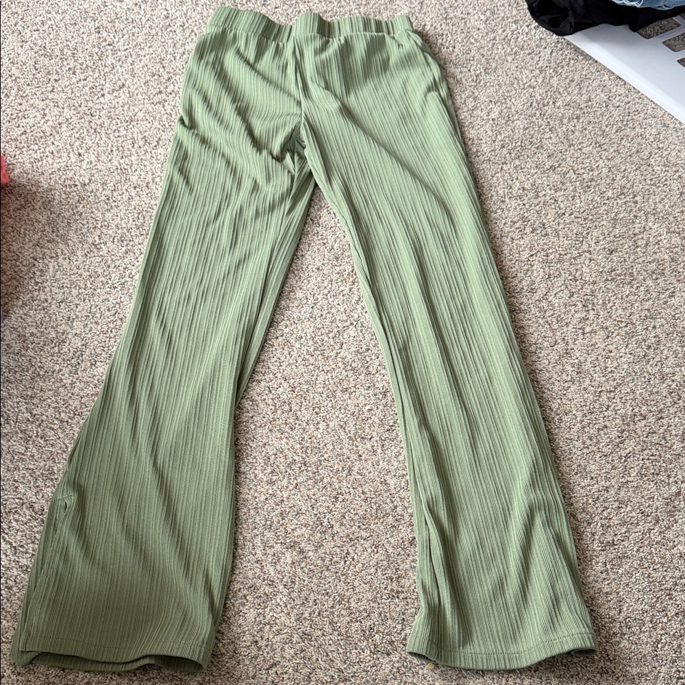 Green Ribbed Pants